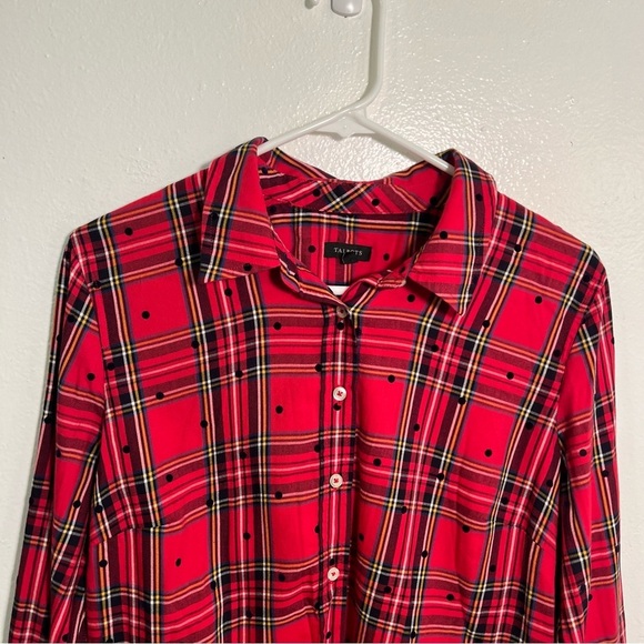 Talbots Cotton Button Front Shirt Mountain Dot Plaid M - Picture 3 of 9
